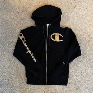 CHAMPION ZIP UP GOLD/BLACK HOODIE SWEATER